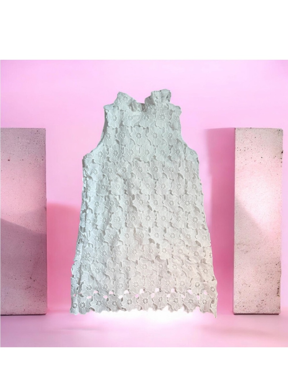 NWOT ~ Umgee White Floral Lace Sleeveless Mini Dress ~ Size Large